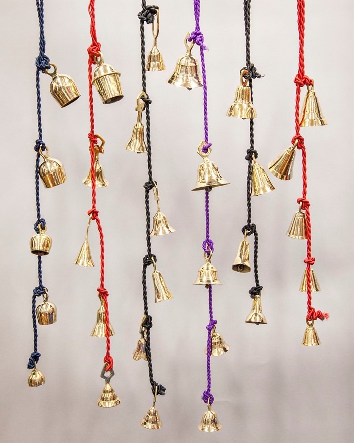 India Arts Brass Bells on Colored Cords BS080