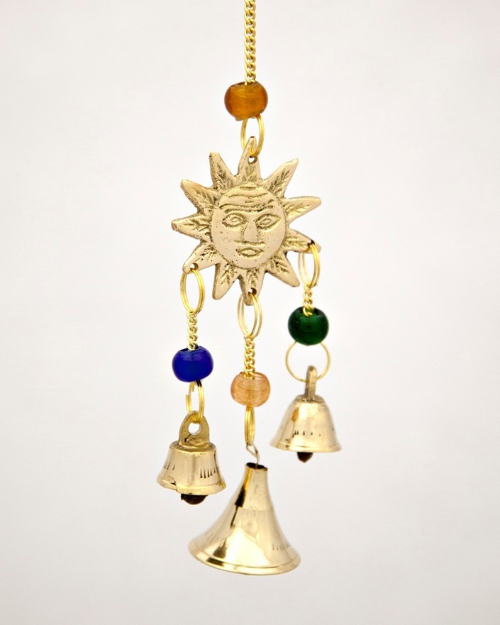 Sun Pendant W/ Beads & Bells BS361