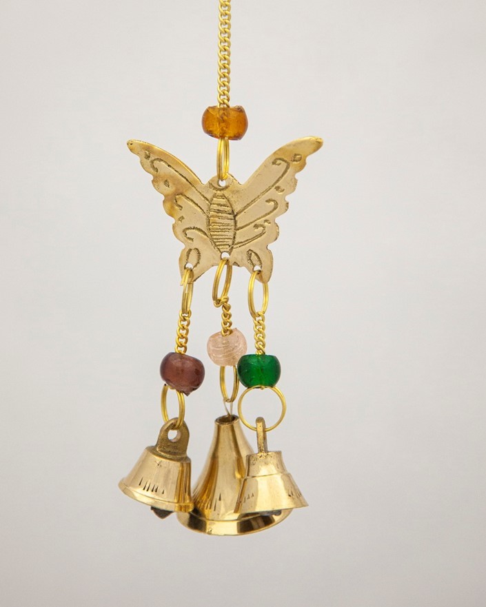 Brass Butterfly Chime W/ Bells & Beads BS364