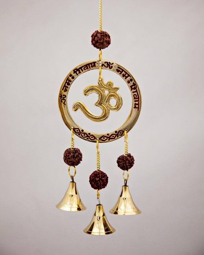 Brass Om Chime With Beads & Bells BS375