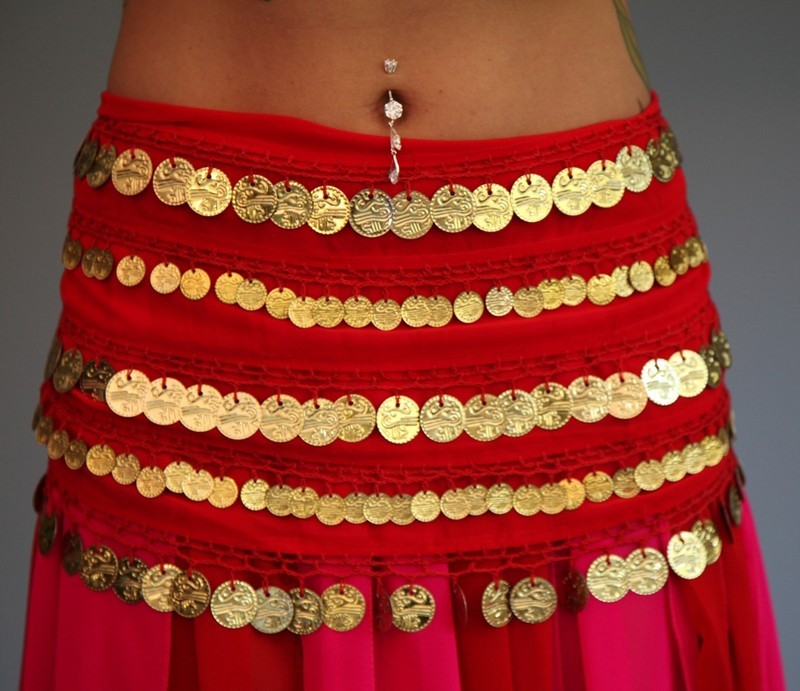 Chiffon Hip Scarf With 5 Rows Of Coins CS097