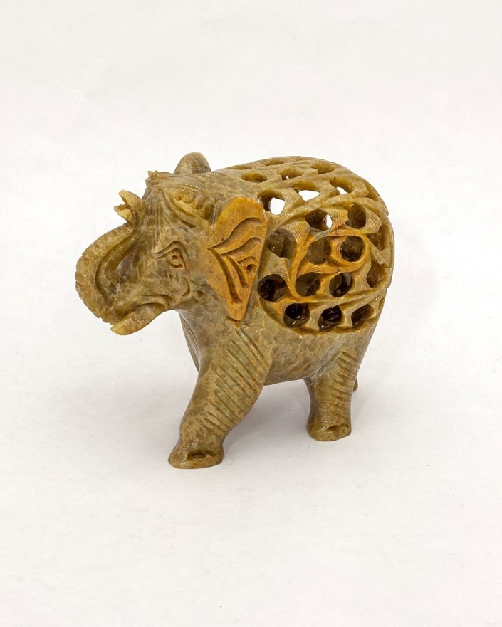 3.5 Inch Soapstone in Cut Elephant JL838