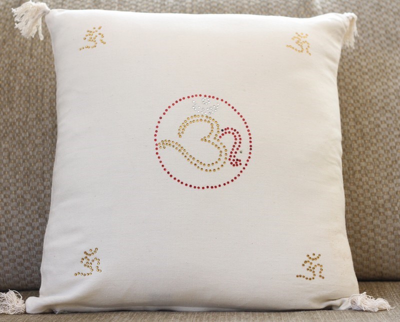 Cotton Cushion Cover W/ Crystal Om Design PC090