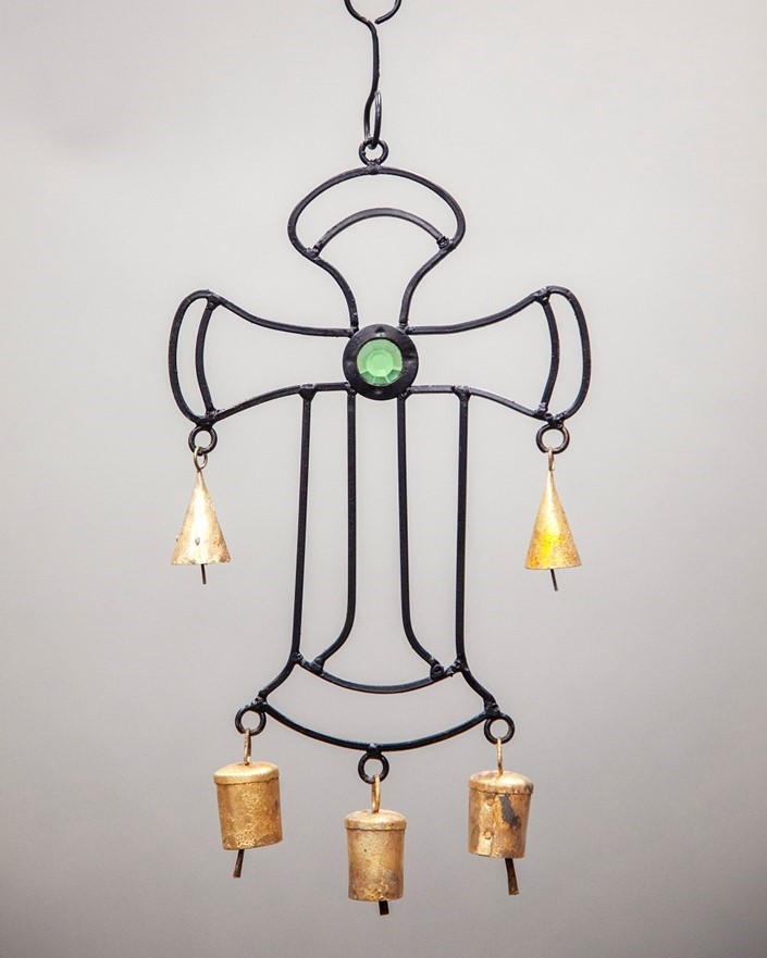 Cross Wind Chime With Glass Accents TS768