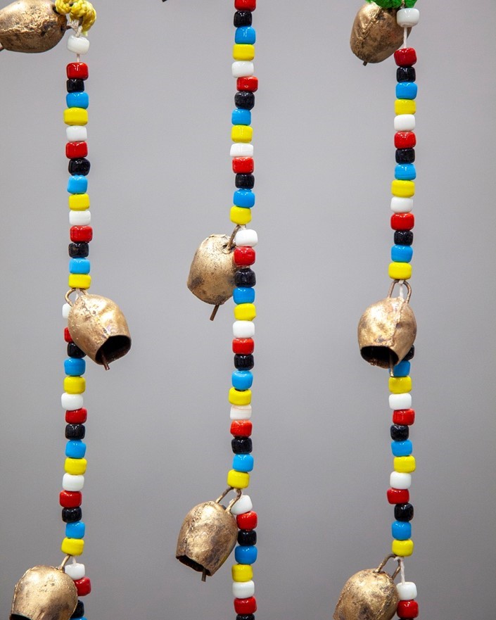 Mongolian Bells On A Cord With Beads TS793