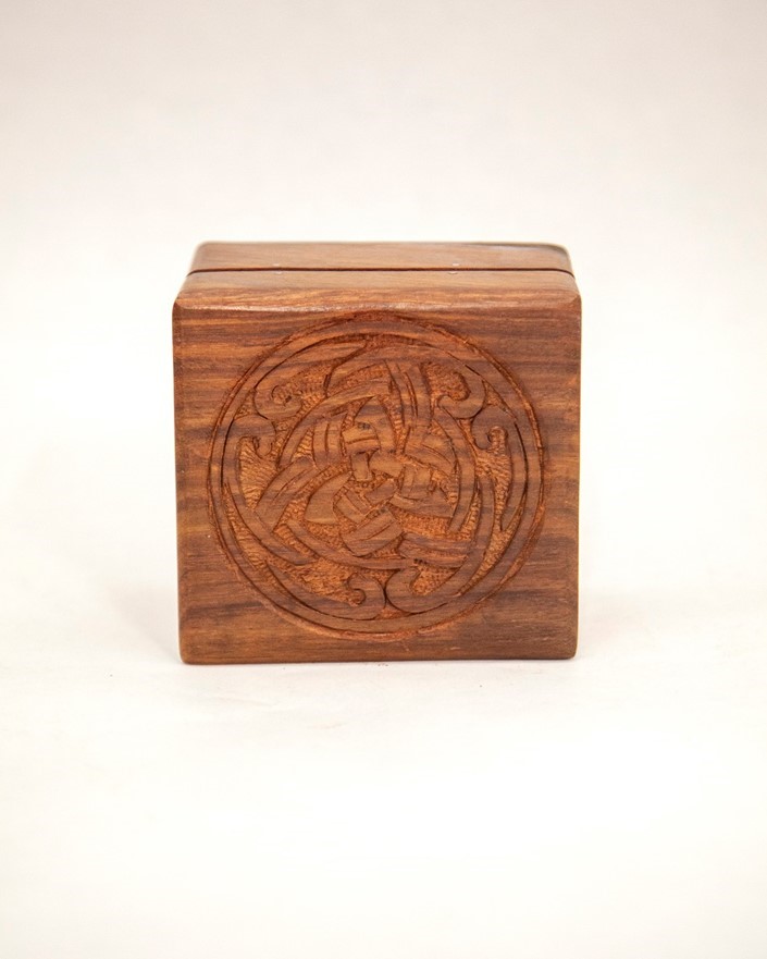 India Arts 4 Inch Carved Celtic Knot Wood Box WB203