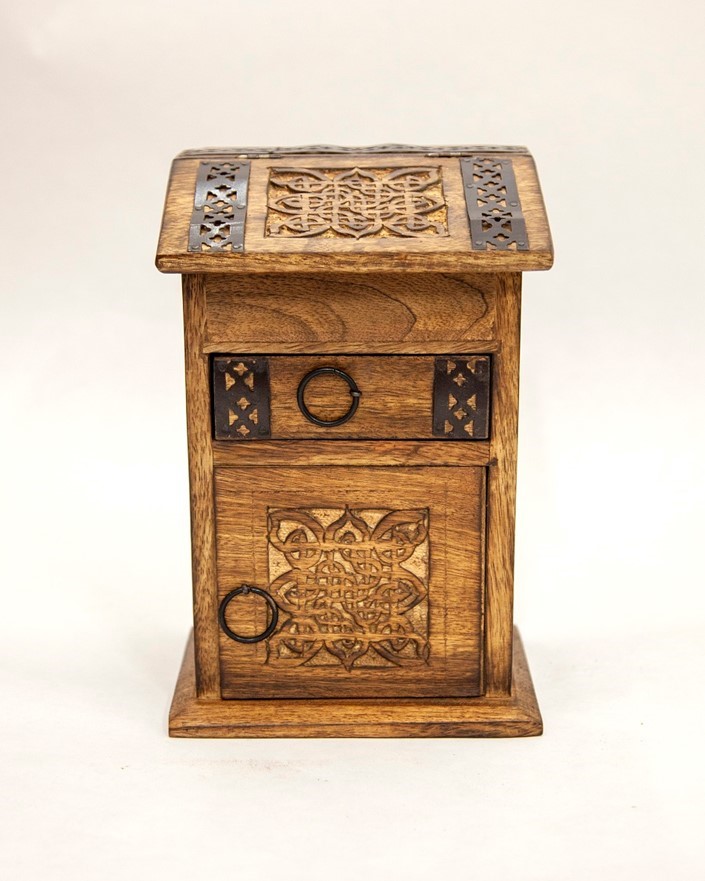 India Arts Celtic Wood Box With One Drawer WB257