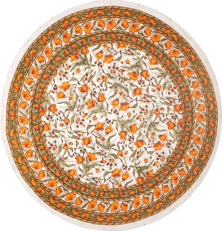 India Arts Round Cotton French Floral Tablecloth TC109-01