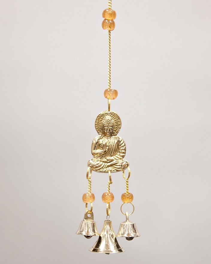Brass Buddha Chime With Beads BS328