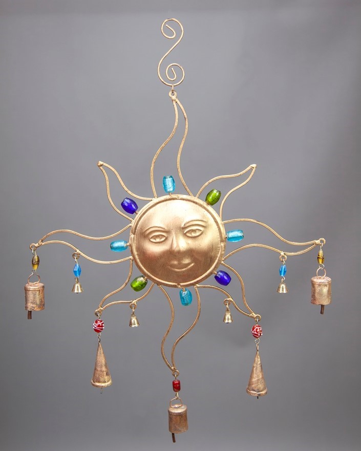 Sun Chime W/ 9 Bells & Glass Accents TS116
