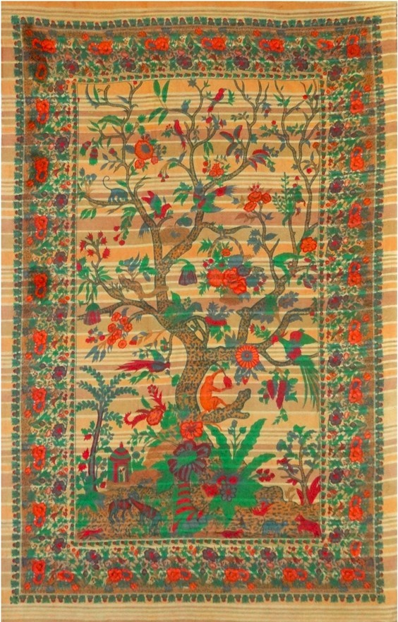 India Arts Striped Tree Of Life Cotton Tapestry 051-25