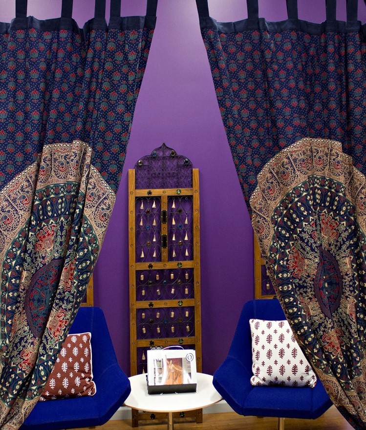 Cotton Elephant/Peacock Curtain CT430-01