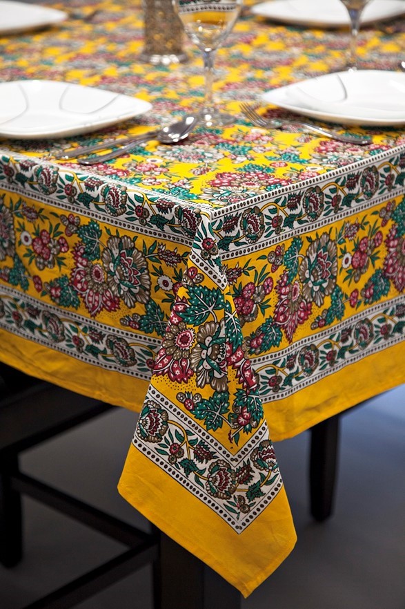 India Arts Square Cotton French Floral Tablecloth TC397-04