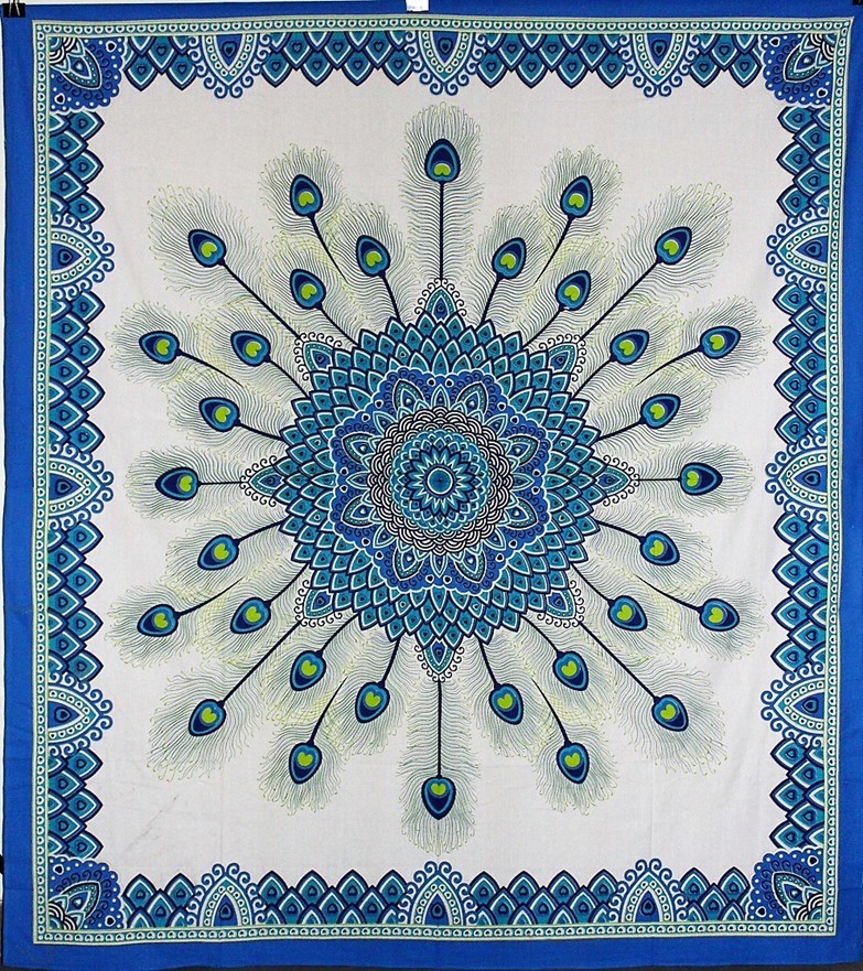 India Arts Peacock Style Cotton Tapestry<br>(Double Size Only) 385-02