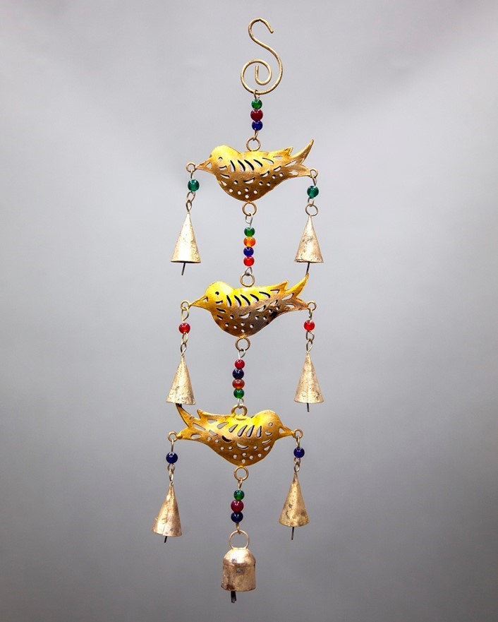 Beaded Triple Bird Chime w/ 7 Bells TS803