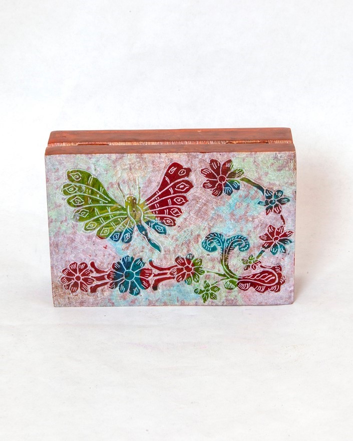 India Arts Tie Dye Soapstone Box With Dragonfly JL523