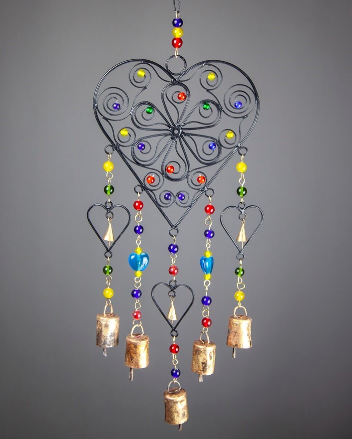 Beaded Heart Wind Chime TS823