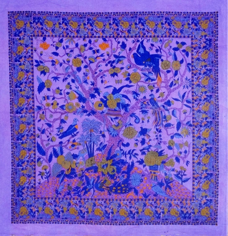 India Arts Square Purple Tree Of Life Tablecloth TC439-08