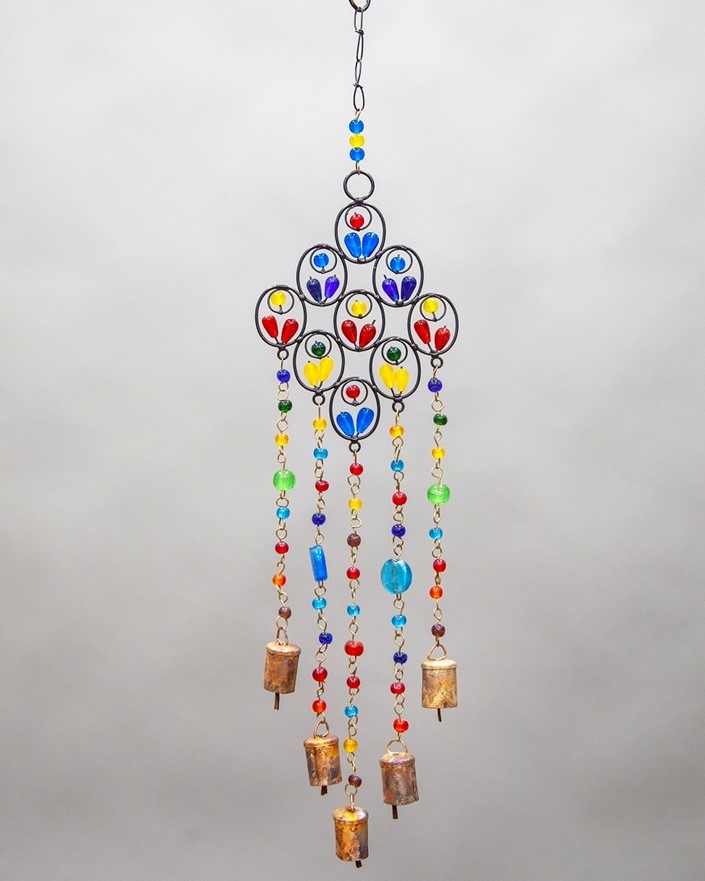 Glass Flower Windchime W/ Beads TS819