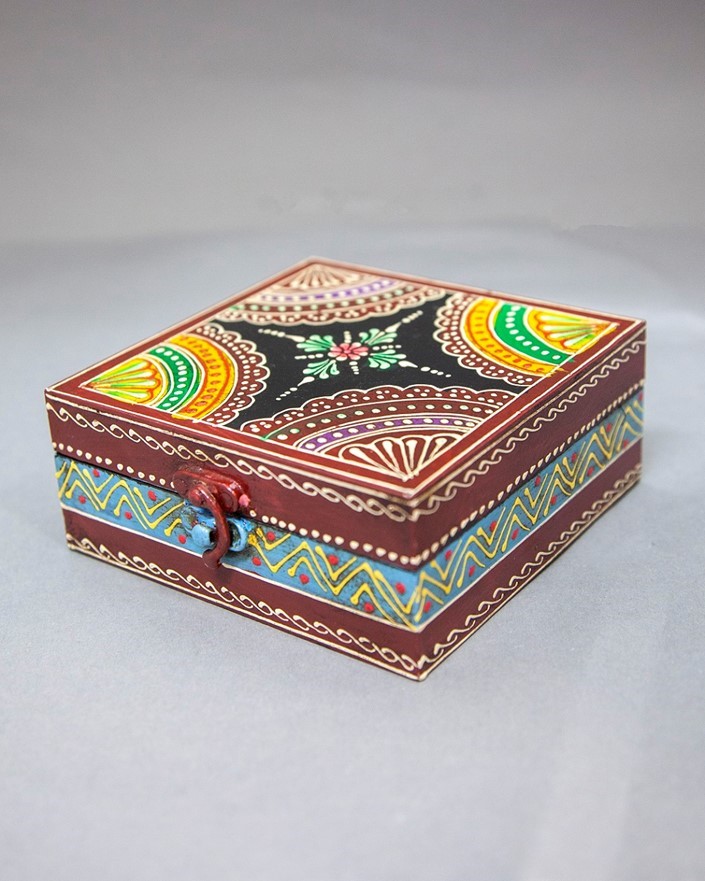 India Arts 5 Inch Hand Painted Wood Box WB453