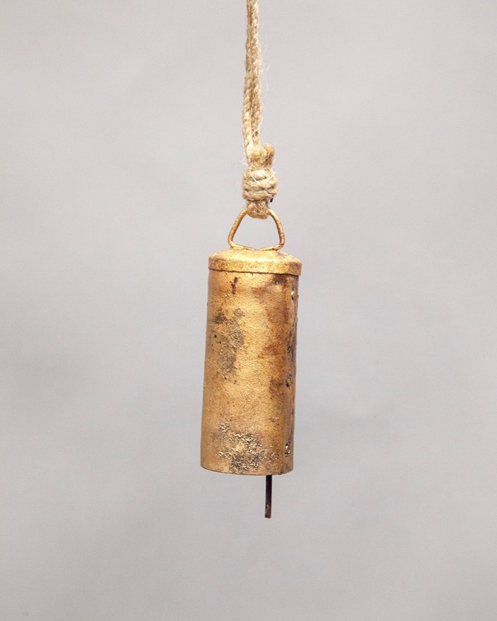 India Arts 4 Inch Tin Bell With Jute Cord TL072