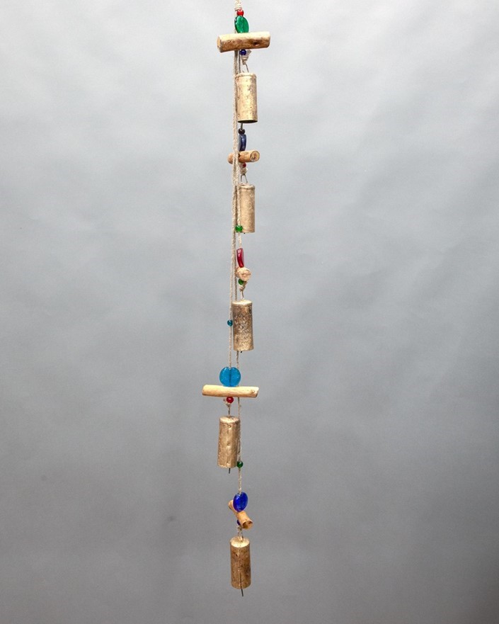India Arts 5 Bells on Jute W/ Wood & Beads TS829