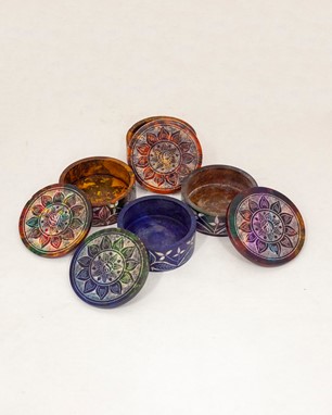 Wholesale Handmade Round Soapstone Tie Dye Box Set from India Arts