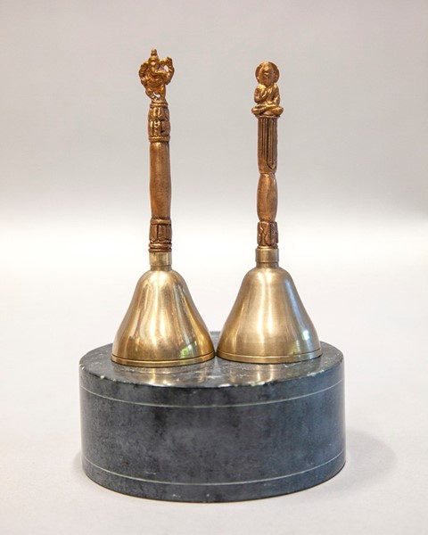 India Arts 5.75 Inch Seven Metal Handle Bell W/ Wood Striker BL077