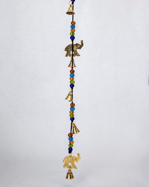 India Arts Beaded Brass Bell Strand W/ Elephants BS017