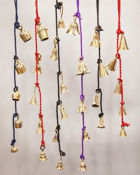 India Arts Brass Bells on Colored Cords BS080