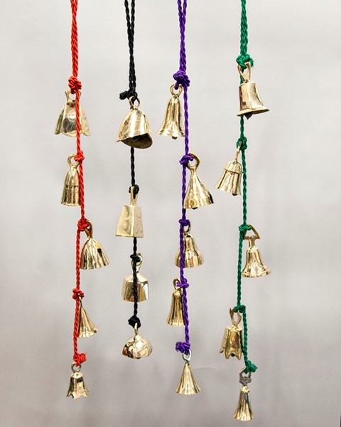 India Arts Brass Bells On Colored Cords BS090