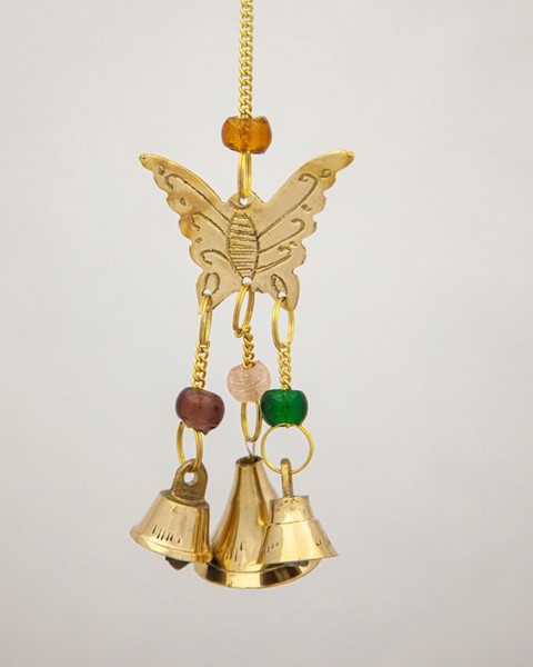 Brass Butterfly Chime W/ Bells & Beads BS364
