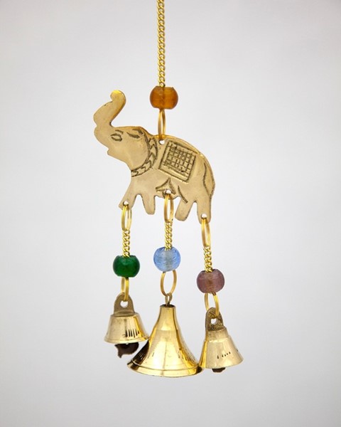 Brass Elephant Chime W/ Beads BS366