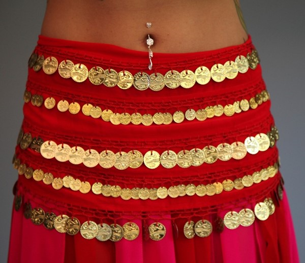 Chiffon Hip Scarf With 5 Rows Of Coins CS097