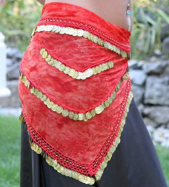 Chiffon Hip Scarf With Coins CS102