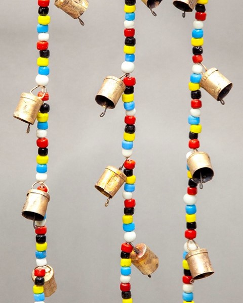 India Arts Ten Tin Bells On A Cord With Beads TS086