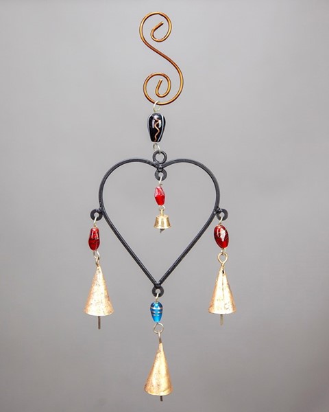Heart Chime With 4 Bells & Beads TS103