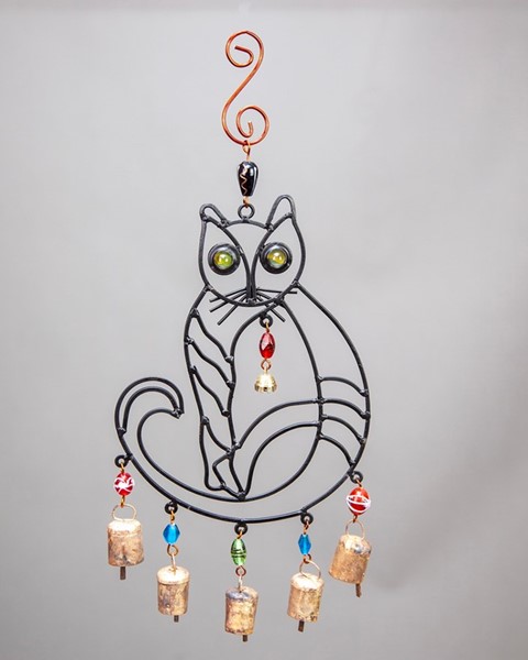 Iron Cat Chime With Beads TS104