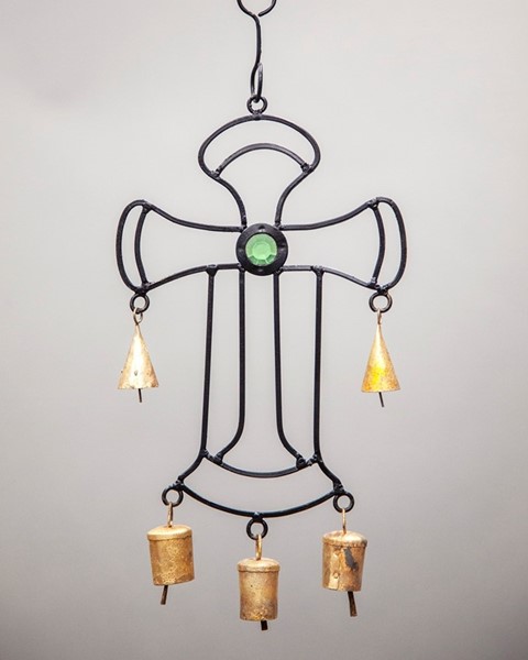 Cross Wind Chime With Glass Accents TS768