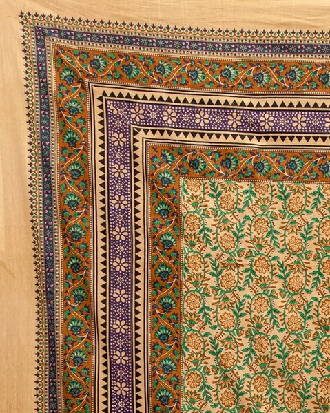 India Arts Floral Cotton Tapestry on Beige 387-02