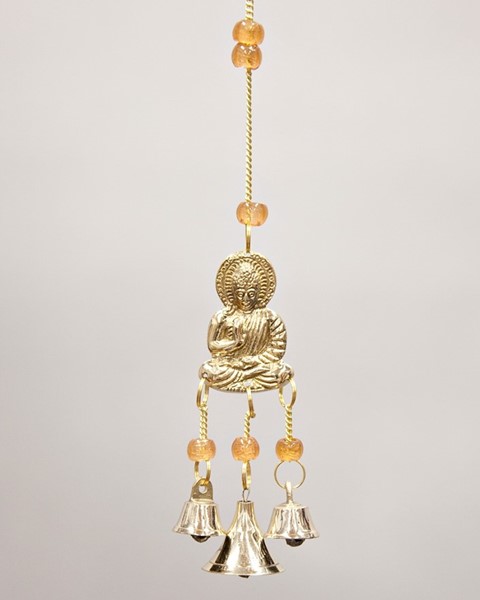 Brass Buddha Chime With Beads BS328