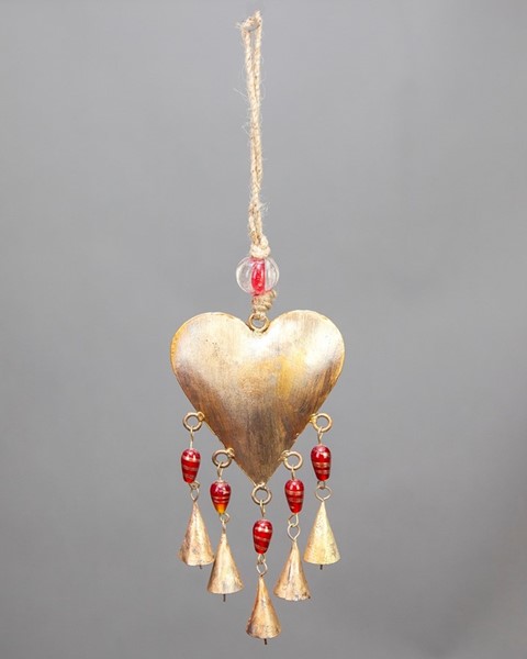 Heart Wind Chime With Beads TS101