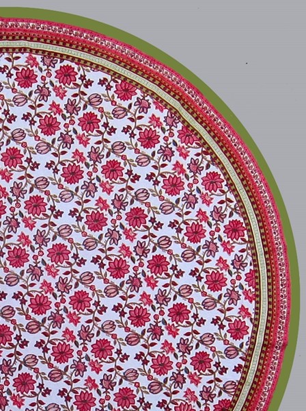India Arts Round Cotton Floral Tablecloth TC400-02