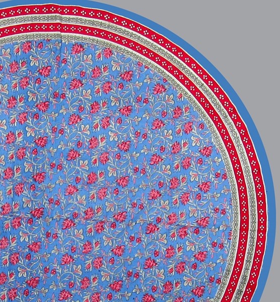 India Arts Large Round Floral Tablecloth TC400-04