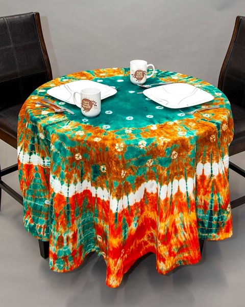 India Arts Round Traditional Tie Dye Tablecloth TC110-04