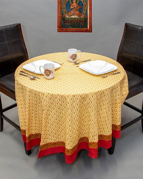 India Arts Round Cotton Buti Print Tablecloth TC356-01