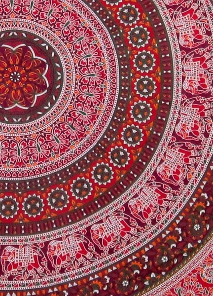 India Arts Large Elephant/Peacock Mandala Tablecloth TC360-19