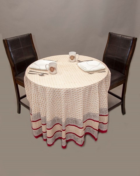 India Arts Handblocked Tablecloth W/ Vegetable Dye TC402-04