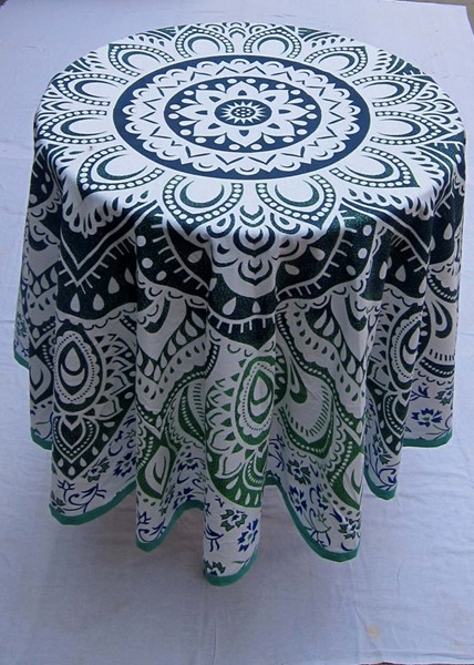 India Arts Round Cotton 3D Floral Tablecloth TC370-03