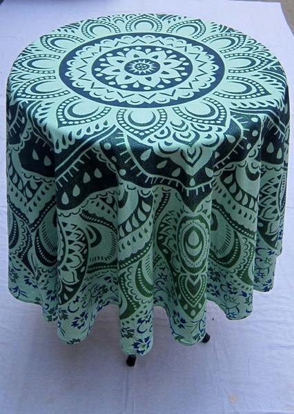 India Arts Round Cotton Floral Tablecloth TC371-06